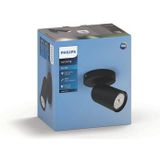 Philips Pongee opbouwspot - 1-lichts - zwart