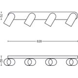 Philips - Pongee - Opbouwspot - 4-lichts - Zwart