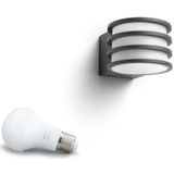 Philips - Lucca - Wandlamp - Warmwit Licht - Zwart - Weerbestendig