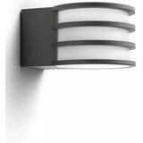 Philips - Lucca - Wandlamp - Warmwit Licht - Zwart - Weerbestendig