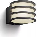 Philips - Lucca - Wandlamp - Warmwit Licht - Zwart - Weerbestendig