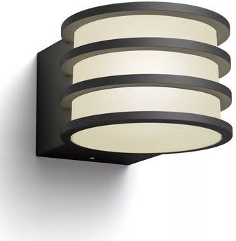 Philips - Lucca - Wandlamp - Warmwit Licht - Zwart - Weerbestendig