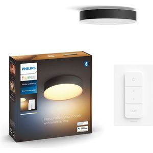 Philips Hue Enrave plafondlamp warm tot koelwit licht zwart 26cm 1 dimmer switch