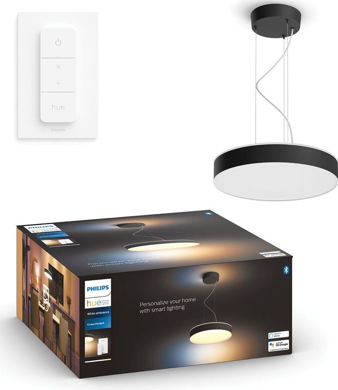 Philips Hue Enrave hanglamp - warm tot koelwit licht - zwart - 1 dimmer switch