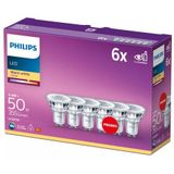 Philips LED-Spot 6-pack - Warmwit Licht - GU10 - 50 W - Energiezuinige LED-verlichting