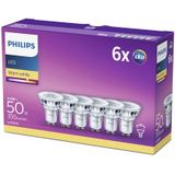 Philips LED-Spot 6-pack - Warmwit Licht - GU10 - 50 W - Energiezuinige LED-verlichting