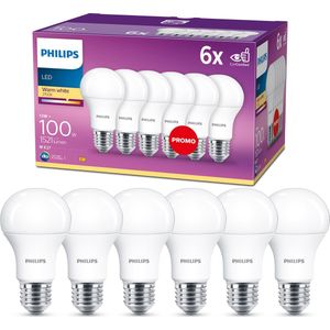 Philips LED lamp E27 | Peer A60 | Mat | 2700K | 13W (100W) | 6 stuks
