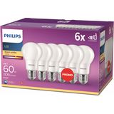Philips Lighting Ledlampen, E27-fitting, 8 W, komt overeen met 60 W, warmwit 2700 K, mat, 6 stuks