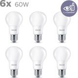 Philip LED-lamp 6-pack - Warmwit licht - E27 - 60 W - Mat - Energiezuinige LED-verlichting - Levensduur tot 15 jaar