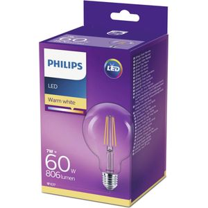 Philips Lighting Led-gloeilamp, Globe, E27, 7 W, komt overeen met 60 W, helder, warm wit