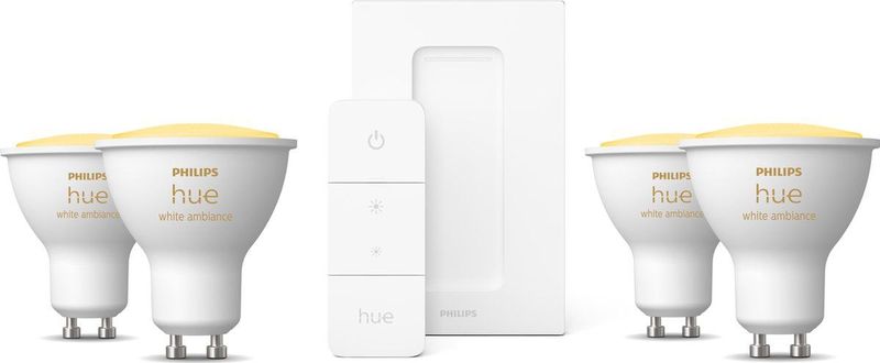 Philips Hue Uitbreidingspakket - White Ambiance - GU10 - 4 lampen incl. Dimmer Switch