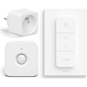 Philips Hue Voordeelbundel met 1 Hue Slimme Stekker België en Frankrijk (Type E), 1 Dimmer Switch en 1 Hue Bewegingssensor Binnen - Hue Accessoires