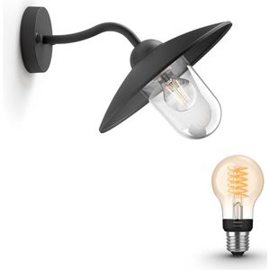 Philips Mygarden Hammock Wandlamp Buiten - Muurlamp - Tuinverlichting LED Buiten - Buitenlamp - Incl. Philips Hue White Filament Standaarlamp E27 - Zwart
