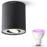 Philips - Hue Pillar - Opbouwspot - Zwart - GU10 - Wit en Gekleurd Licht
