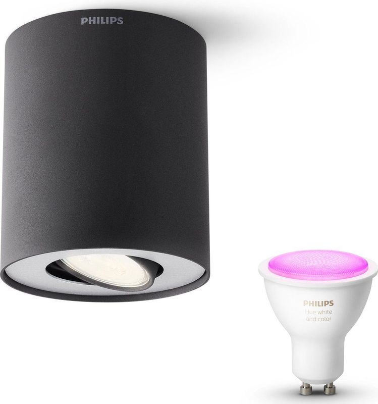 Philips - Hue Pillar - Opbouwspot - Zwart - GU10 - Wit en Gekleurd Licht