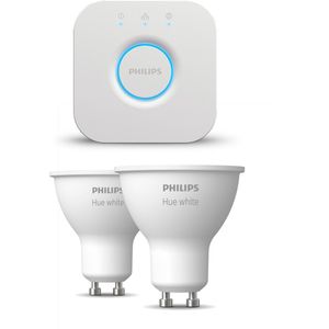 Philips Hue Starterspakket - GU10 - met 2 Spotjes - Warmwit Licht - Incl. 1 Hue Bridge - Hue White