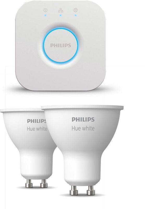 Philips Hue Starterspakket - GU10 - met 2 Spotjes - Warmwit Licht - Incl. 1 Hue Bridge - Hue White
