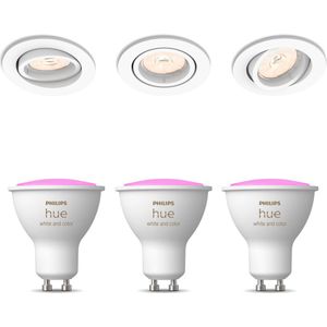 Philips Hue Enneper Set van 3 Inbouwspots (Wit) - Rond - GU10 - Wit en Gekleurd Licht - Hue White and Color Ambiance