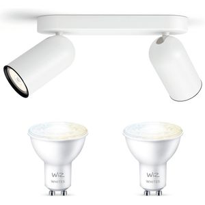 Philips myLiving Pongee Opbouwspot - Wit - 2 Lichtpunten - Spotjes Opbouw Incl. WiZ GU10 - Warmwit tot Koelwit Licht - Bluetooth