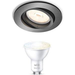 Philips Donegal Inbouwspot met WiZ GU10 Lamp - Warm-Wit tot Koel-Wit Licht - LED - Dimbaar - Spotjes Inbouw - 1 Lichtpunt - Antraciet