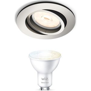 Philips Donegal Inbouwspot met WiZ GU10 Lamp - Warm-Wit tot Koel-Wit Licht - LED - Dimbaar - Spotjes Inbouw - 1 Lichtpunt - Chroom
