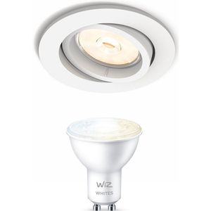 Philips Enneper Inbouwspot met WiZ GU10 Lamp - Warm-Wit tot Koel-Wit Licht - LED - Dimbaar - Spotjes Inbouw - 1 Lichtpunt - Wit