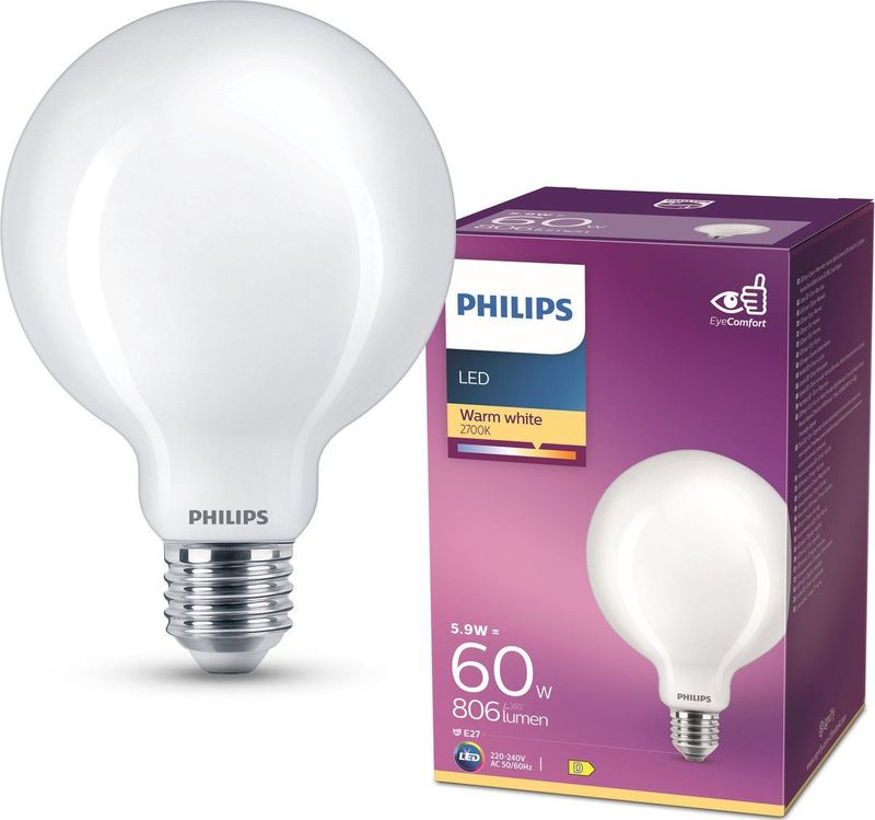 Philips - Led Classic 60W E27 - Verlichting - Warm Wit - Mat Glas