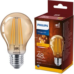 Philips LED lamp | Vintage | E27 | Peer | Goud | 2500K | 5.5W (48W)