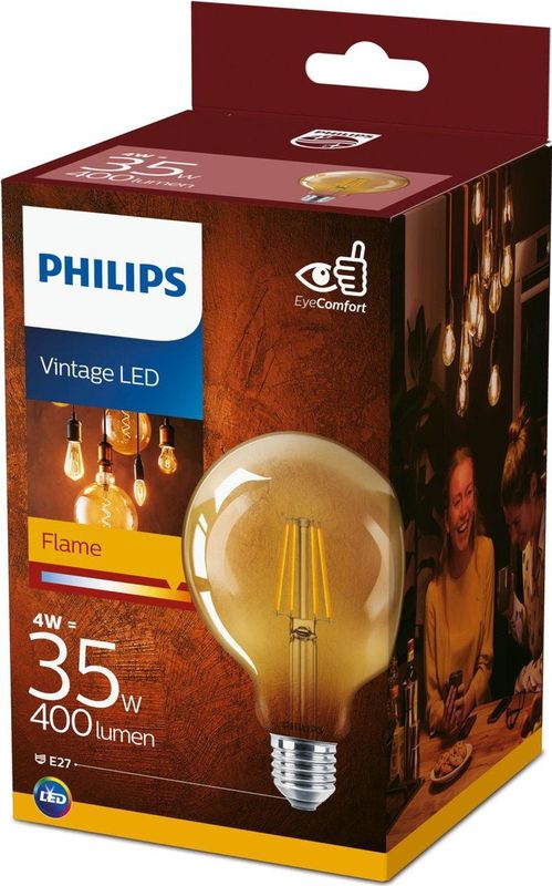 Philips LED Filament E27 - 4W (35W) - Warm Wit Licht - Niet Dimbaar