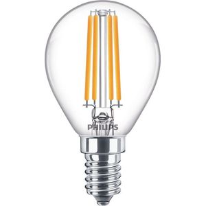 Philips LED-kogellamp - Warmwit licht - E14 - 60 W - Transparant - Energiezuinige LED-verlichting- Filamentlamp