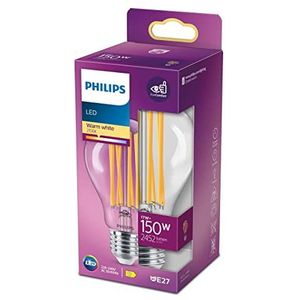 Philips LEDclassic LED lamp vervangt 150 W, E27, A60, warm wit (2700 Kelvin), 2452 lumen, transparant
