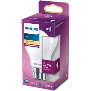 Philips ampoule LED Equivalent 60W B22 Blanc chaud non dimmable, verre