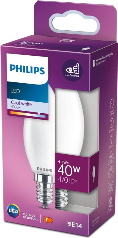 Philips 8718699762650 LED-lamp Koel wit 4000 K 4,3 W E14 F