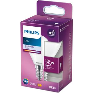 6x Philips LED lamp E14 | Kogel P45 | Mat | 4000K | 2.2W (25W)