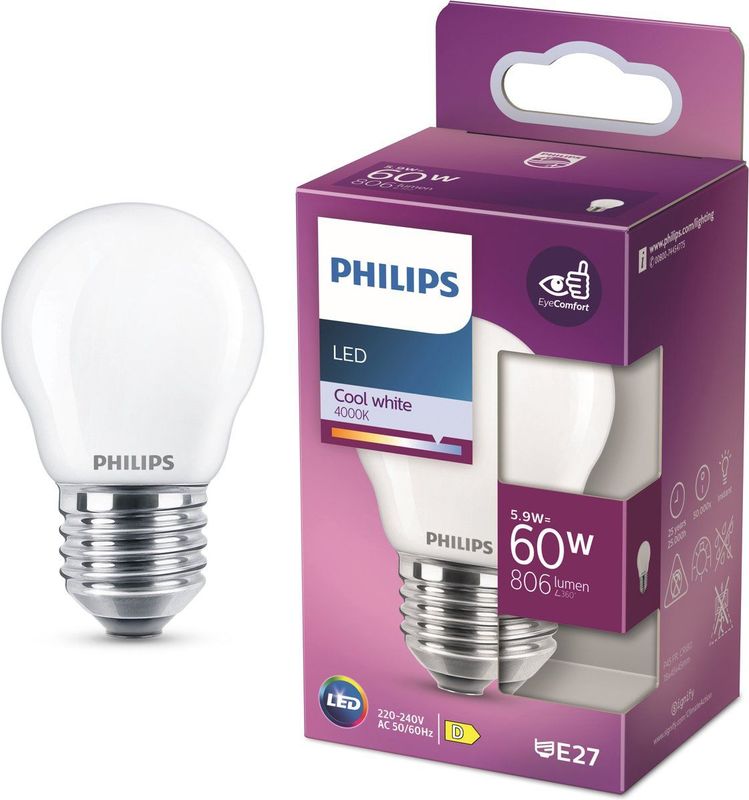 Philips 8718699762896 LED-lamp Koel wit 4000 K 6,5 W E27 E