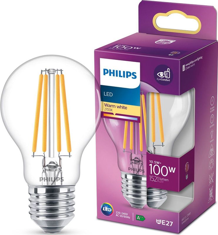 Philips - LED Lamp E27 - Warm Wit - Energiezuinig - 10,5 W