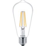Philips LED-Lamp Edison - Warmwit licht - E27 - 60 W - Transparant - Energiezuinige LED-verlichting - Filamentlamp