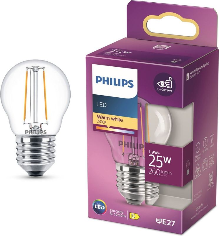 Philips LED Kaarslamp - Warm Wit - E27 - Energiezuinig