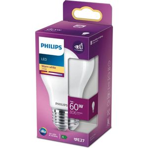 Philips LED-lamp - Warmwit licht - E27 - 60 W - Mat - Energiezuinige LED-verlichting