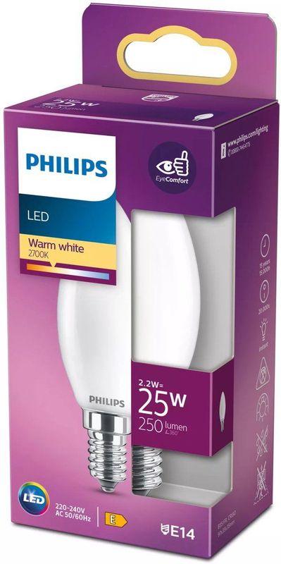 Philips - LED Kaarslamp - Warm Wit - E14 - 2,2W