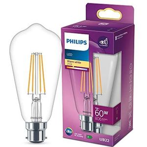 Philips ampoule LED Equivalent 60W B22 Blanc chaud non dimmable, verre