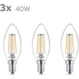 Philips LED lamp E14 | Kaars B35 | Filament | 2700K | 4.3W (40W) 3 stuks