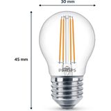 Philips - LED Lamp E27 - Kogel P45 - Filament - Helder - 4.3W - 2 Stuks