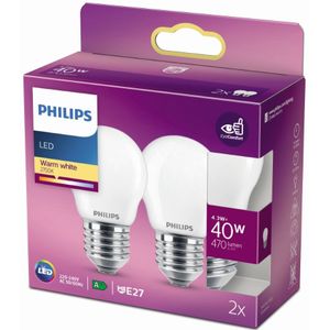 Philips Lighting 76391600 LED-lamp Energielabel F (A - G) E27 Kogel 4.3 W = 40 W Warmwit (Ø x l) 4.5 cm x 8 cm 2 stuk(s)