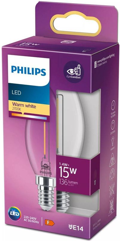 Philips Classic LED Kaarslamp 15W E14 Warm Wit