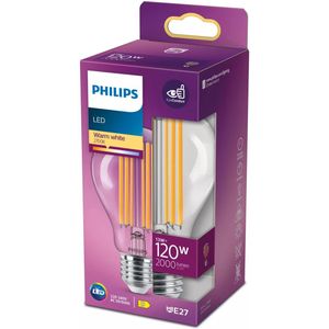 Philips Classic LEDbulb E27 Peer Filament Helder 13W 2000lm - 827 Zeer Warm Wit | Vervangt 120W