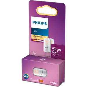 Philips energiezuinige LED Capsule Transparant - 20 W - G4 - warmwit licht - 2 stuks - Bespaar op energiekosten