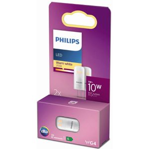 Philips LED Capsule Transparant - 10 W - G4 - warmwit licht - 2 stuks