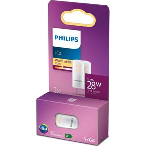 Philips energiezuinige LED Capsule Transparant - 28 W - G4 - warmwit licht - 2 stuks - Bespaar op energiekosten