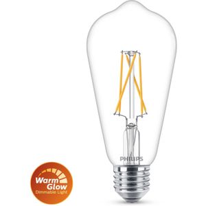 6x Philips LED lamp E27 | WarmGlow | Edison ST64 | Filament | 2200-2700K | 5.9W (60W)